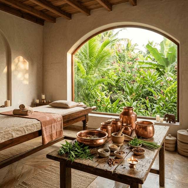 Ayurvedic treatment room at Nature Gate